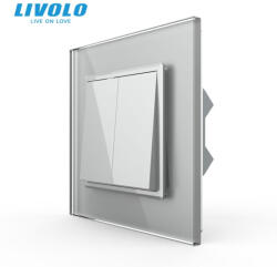 LIVOLO Intrerupator mecanic dublu cruce 2M, cu rama sticla Livolo (VL-2FCMM10A-1IP-P7E)
