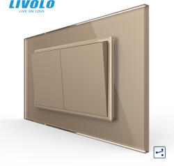 LIVOLO Intrerupator mecanic dublu cap scara, 4M, cu rama sticla Livolo diferite culori (VL-2FCMKS-2AP-P9E)