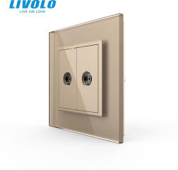 LIVOLO Priza dubla TV + TV cu panou din sticla Livolo (VL-2FCTV-1AP-P7E)