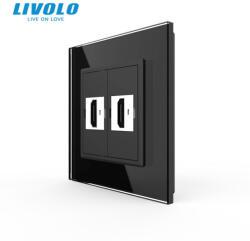 LIVOLO Priza dubla HDMI cu panou din sticla securizata Livolo (VL-2FCHD-1BP-P7E)