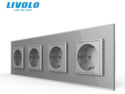 LIVOLO Priza cvadrupla Schuko cu panou din sticla Livolo (VL-C7-4FCTC16A-8I)