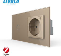 Livolo Intrerupator tactil simplu ZIGBEE si priza smart cu control vocal aplicatia mobila Livolo (VL-FC1Z/EZ-4A)