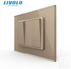 LIVOLO Intrerupator mecanic dublu cu revenire 3M, cu rama sticla Livolo (VL-2FCMH-1AP-P93-1FCMB)