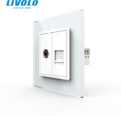 LIVOLO Priza dubla TV+retea calculator RJ45 Livolo (VL-FCTV/FCCP-1WP-P7E)