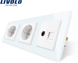 LIVOLO Priza dubla schuko +priza tv+ priza retea calculator Livolo (VL-C7C2EU/VL-C791VC-11)