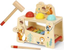 Tooky Toy Jucarie din lemn Tooky Toy - Xilofon cu bile si ciocan, Lumea padurilor (TF827)
