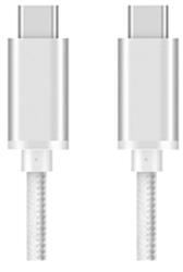 Lumann Adatkábel: - Type-C (USB-C) / Type-C (USB-C) ezüst szövet adatkábel, 1m