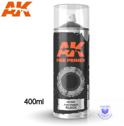 AK Interactive Primer - Fine Primer Black - Spray 400ml (Includes 2 nozzles)