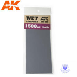 AK Interactive Sandpaper - Wet Sandpaper 1500 Grit. 3 units