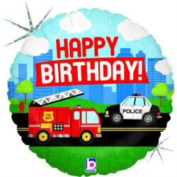 Grabo Balon folie rotund Happy Birthday pompieri si politie 46 cm - articole-petreceri - 22,99 RON