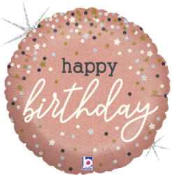 Grabo Balon folie rotund Happy Birthday rose gold 46 cm