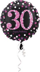 Amscan Anagram Balon folie rotund imprimat 30 roz si negru 43 cm