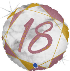Grabo Balon folie rotund imprimat 18 ani majorat rose gold 46 cm - articole-petreceri - 20,99 RON