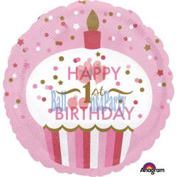 Amscan Anagram Balon folie briosa roz happy Birthday Prima aniversare 1 an 43cm - articole-petreceri - 22,99 RON