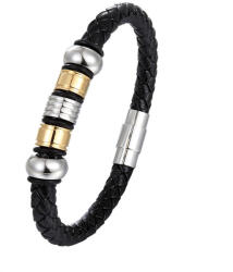 BeSpecial Bratara piele naturala impletita cu inchizatoare si elemente din inox (BATI0029_23)