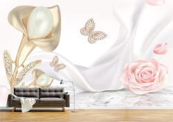Persona Tapet Premium Canvas - Abstract floare roz cu perle - tapet-canvas - 340,00 RON