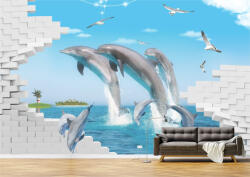 Persona Tapet Premium Canvas - 3d delfini in apa - tapet-canvas - 480,00 RON