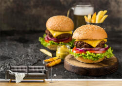 Persona Tapet Premium Canvas - Burgeri cu cartofi prajiti si halba de bere - tapet-canvas - 340,00 RON