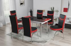 MO-DO Set masa extensibila cu 6 scaune Laura negru si rosu
