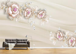 Persona Tapet Premium Canvas - Abstract flori cu perle albe - tapet-canvas - 340,00 RON