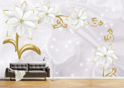 Persona Tapet Premium Canvas - Flori albe cu radacini aurii - tapet-canvas - 340,00 RON