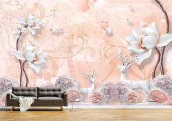 Persona Tapet Premium Canvas - Abstract caprioare si flori albe - tapet-canvas - 480,00 RON