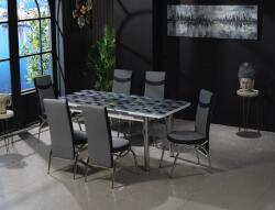 MO-DO Set masa extensibila cu 6 scaune Magi gri si negru