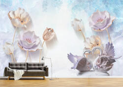 Persona Tapet Premium Canvas - Abstract flori si lebede portelan - tapet-canvas - 480,00 RON