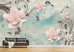 Persona Tapet Premium Canvas - Abstract flori roz cu ramuri - tapet-canvas - 340,00 RON