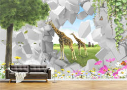 Persona Tapet Premium Canvas - 3d girafe in natura - tapet-canvas - 340,00 RON