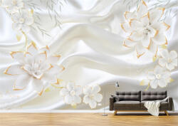 Persona Tapet Premium Canvas - Flori albe cu auriu abstract - tapet-canvas - 340,00 RON
