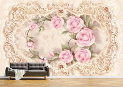 Persona Tapet Premium Canvas - Flori roz cu fundal auriu - tapet-canvas - 340,00 RON