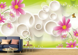 Persona Tapet Premium Canvas - Florile roz fluturii si cercurile 3d abstract - tapet-canvas - 480,00 RON