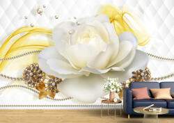 Persona Tapet Premium Canvas - Trandafirul alb cu perle 3d abstract - tapet-canvas - 480,00 RON