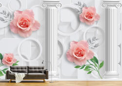 Persona Tapet Premium Canvas - Flori roz coloane si cercuri abstract 3d - tapet-canvas - 340,00 RON