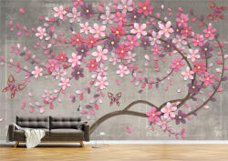 Persona Tapet Premium Canvas - Abstract copac cu flori colorate si fluturi - tapet-canvas - 340,00 RON