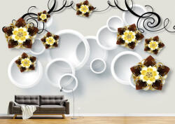 Persona Tapet Premium Canvas - Florile colorate si cercurile 3d abstract - tapet-canvas - 480,00 RON