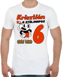 printfashion Cuphead Szülinap - Egyedi névvel - Férfi póló - Fehér (7018975)