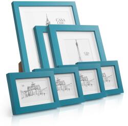 Casa Chic Chalcot, set de 7 rame de tablouri, 3 dimensiuni, formă dreptunghiulară, pasparta, lemn adevărat (CL-7SET-TEAL) (CL-7SET-TEAL) - electronic-star