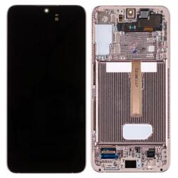 Samsung S906 Galaxy S22+, S22 Plus Előlap keret+LCD Kijelző+Érintőüveg, Pink Gold, Rózsaarany (GH82-27500D, GH82-27501D) Gyári, Service Pack