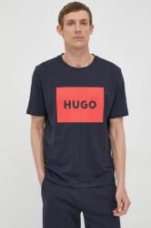 HUGO pamut póló sötétkék, nyomott mintás - sötétkék M - answear - 22 990 Ft