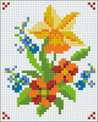 Pixelhobby Pixel szett 1 normál alaplappal, színekkel, virágok