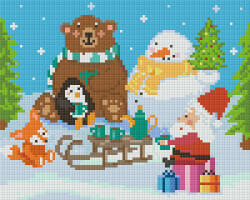 Pixelhobby Pixel szett 4 normál alaplappal, színekkel, télapó és barátai