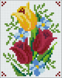 Pixelhobby Pixel szett 1 normál alaplappal, színekkel, tulipánok - kreativjatektarhaz - 5 490 Ft