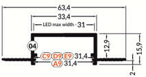 TOPMET LED profil VARIO30-04 ACDE-9 4000 mm fehér (V3160001)