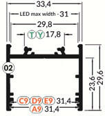 TOPMET LED profil VARIO30-02 ACDE-9/TY 2000 mm natúr (V3060000)