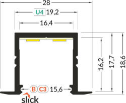TOPMET LED profil SMART-IN16 BC3/U4 eloxált 2000 mm (F6000220)
