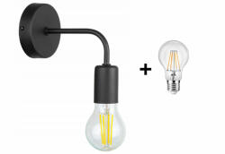 Glimex LOUIS fekete fali lámpa 1x E27 + ajándék LED izzó (GL0001)