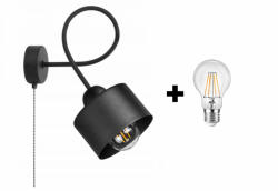Glimex LAVOR fekete fali lámpa kapcsolóval 1x E27 + ajándék LED izzó (GKL80C)