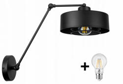Glimex LAVOR MED rácsos hosszú karos állítható fekete fali lámpa 1x E27 + ajándék LED izzó (GNL0011)